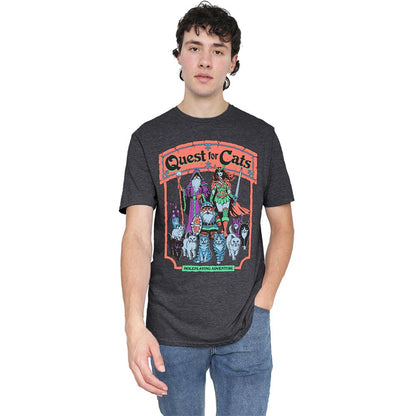 Charcoal - Back - Steven Rhodes Unisex Adult Quest For Cats Heather T-Shirt