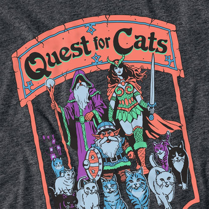 Charcoal - Side - Steven Rhodes Unisex Adult Quest For Cats Heather T-Shirt