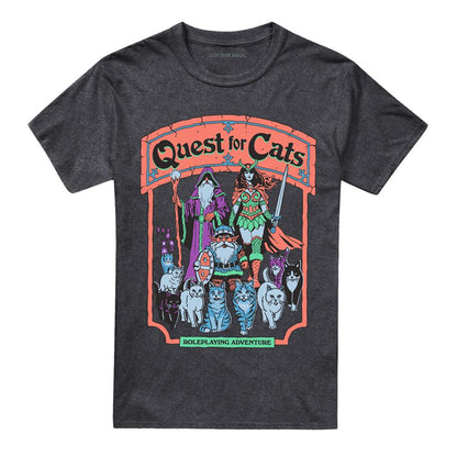 Charcoal - Front - Steven Rhodes Unisex Adult Quest For Cats Heather T-Shirt