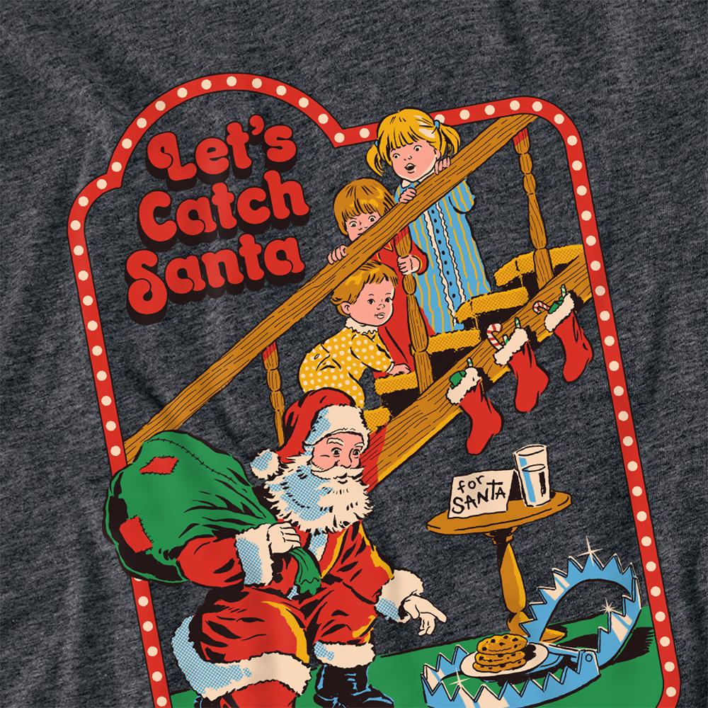 Charcoal - Side - Steven Rhodes Unisex Adult Let´s Catch Santa Heather T-Shirt