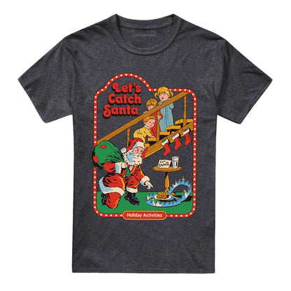 Charcoal - Front - Steven Rhodes Unisex Adult Let´s Catch Santa Heather T-Shirt
