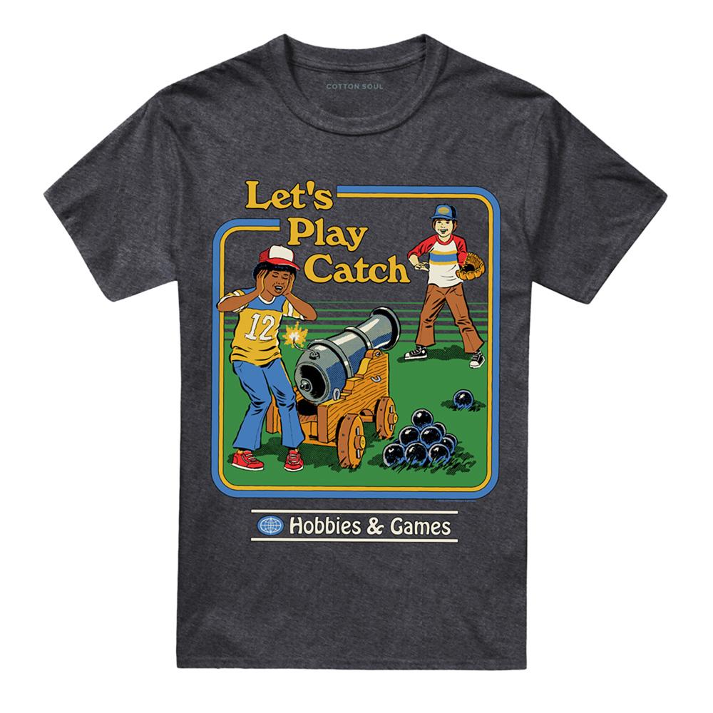 Charcoal - Front - Steven Rhodes Unisex Adult Let´s Play Catch Heather T-Shirt