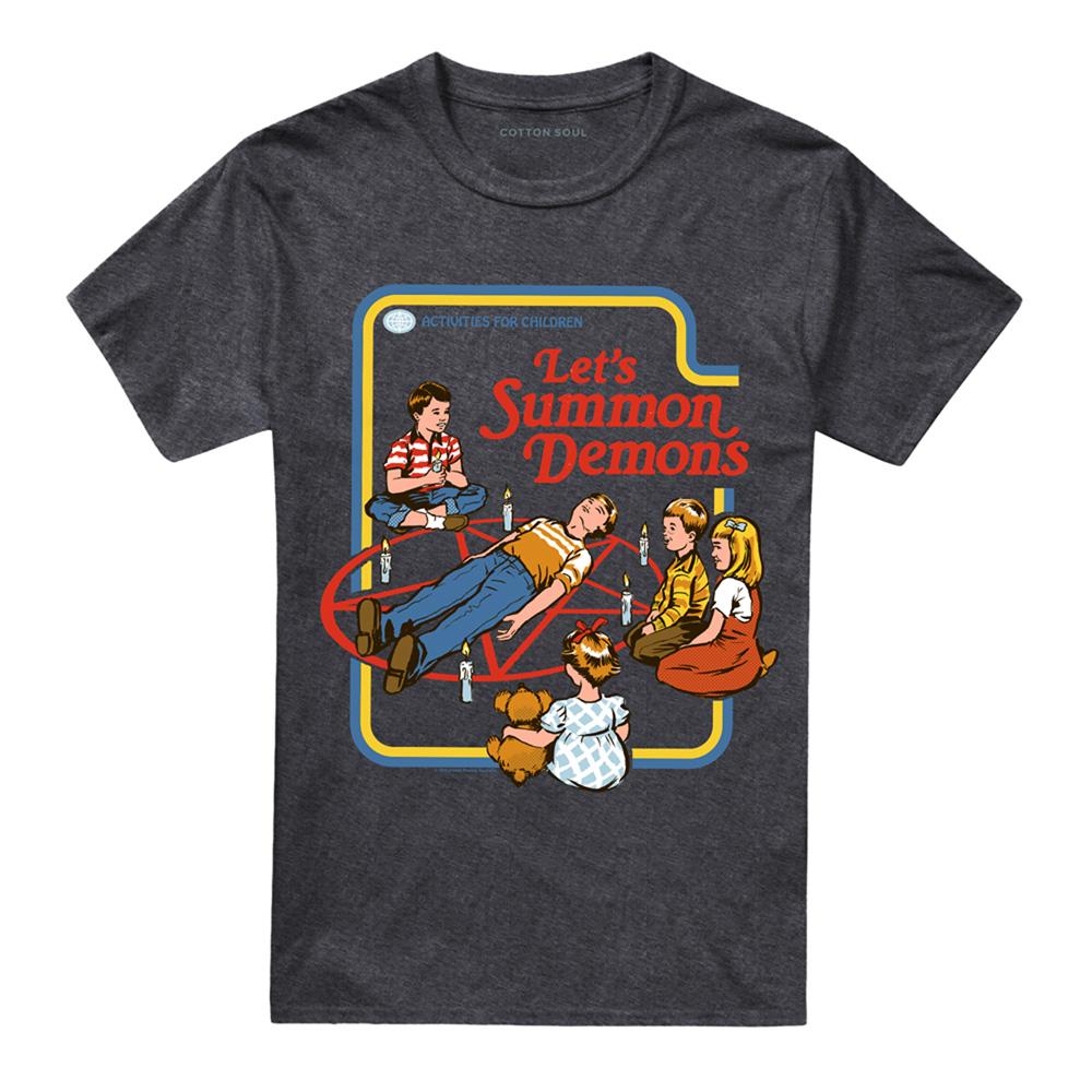 Charcoal - Front - Steven Rhodes Unisex Adult Lets Summon Demons Heather T-Shirt