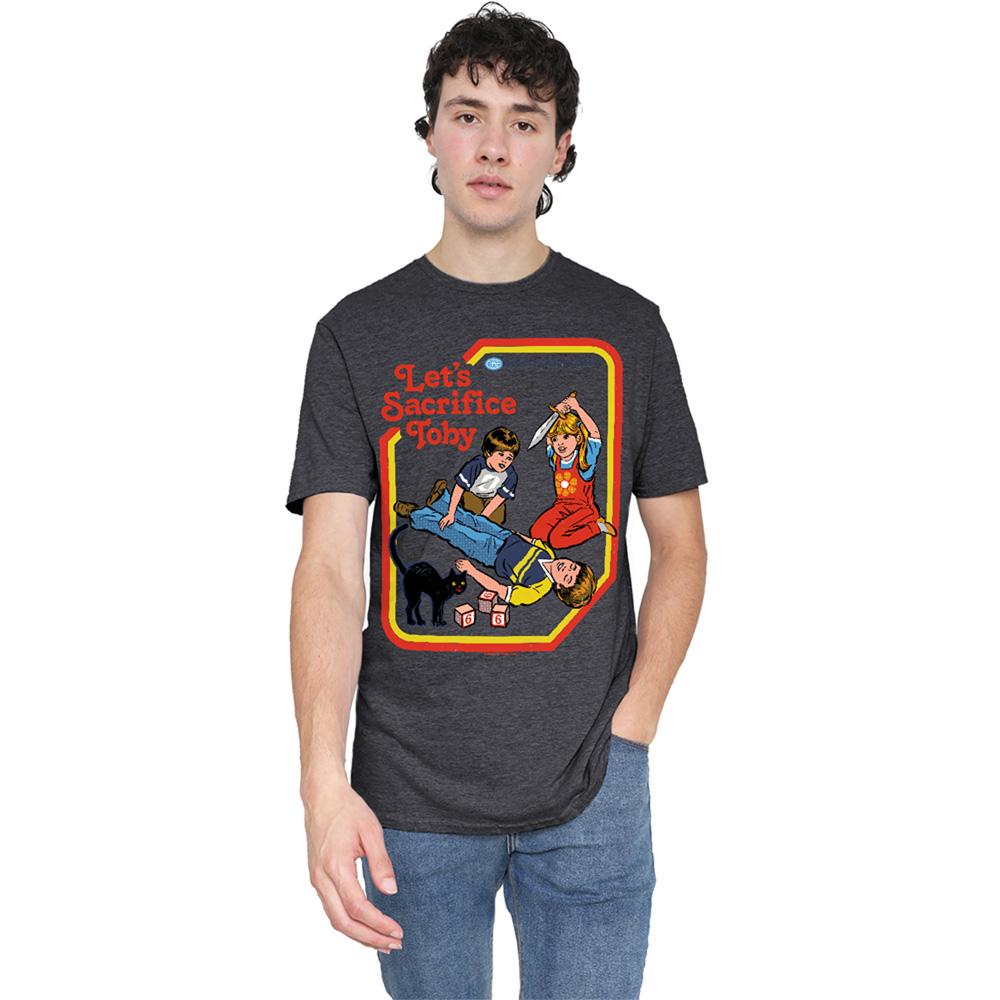 Charcoal - Back - Steven Rhodes Unisex Adult Let´s Sacrifice Toby Heather T-Shirt