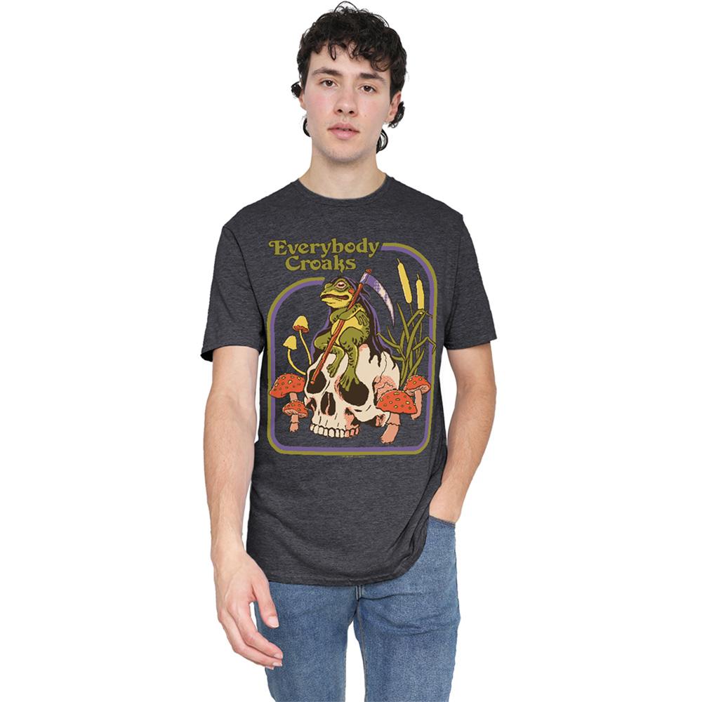 Charcoal - Back - Steven Rhodes Unisex Adult Everybody Croaks Heather T-Shirt