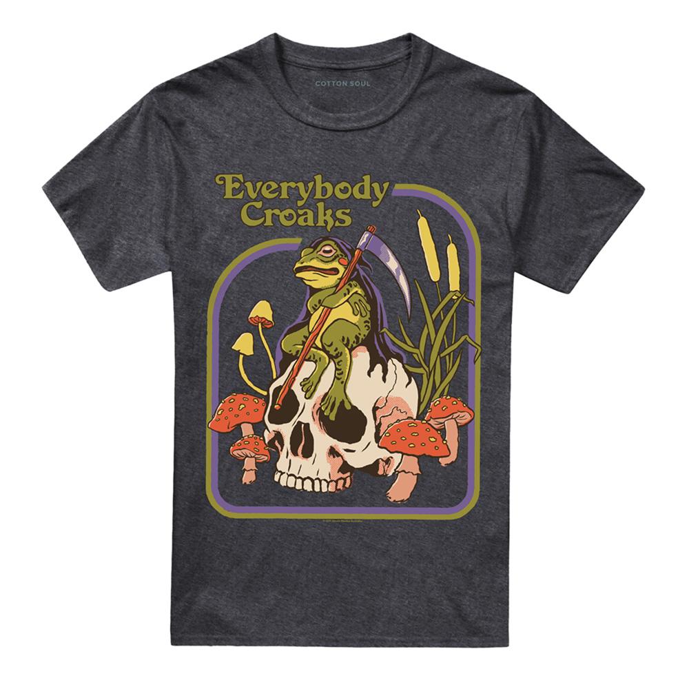 Charcoal - Front - Steven Rhodes Unisex Adult Everybody Croaks Heather T-Shirt