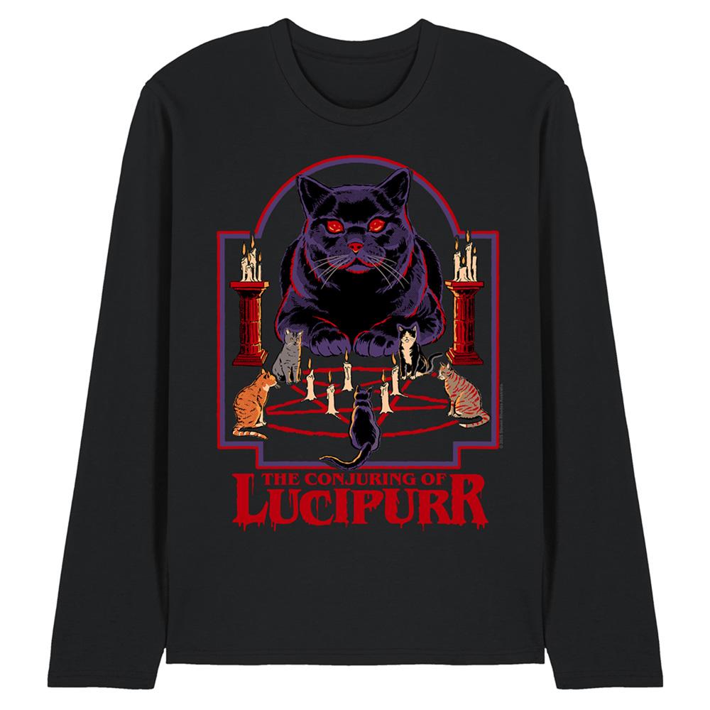Black - Front - Steven Rhodes Unisex Adult Lucipurr Long-Sleeved T-Shirt