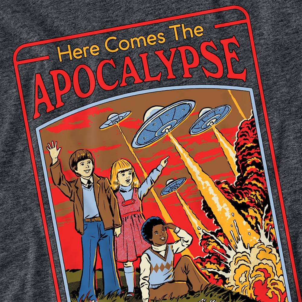 Charcoal - Side - Steven Rhodes Unisex Adult Here Comes The Apocalypse Heather T-Shirt
