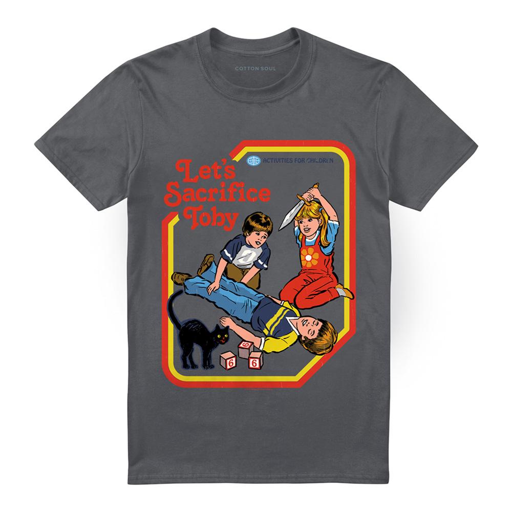 Charcoal - Front - Steven Rhodes Unisex Adult Let´s Sacrifice Toby T-Shirt