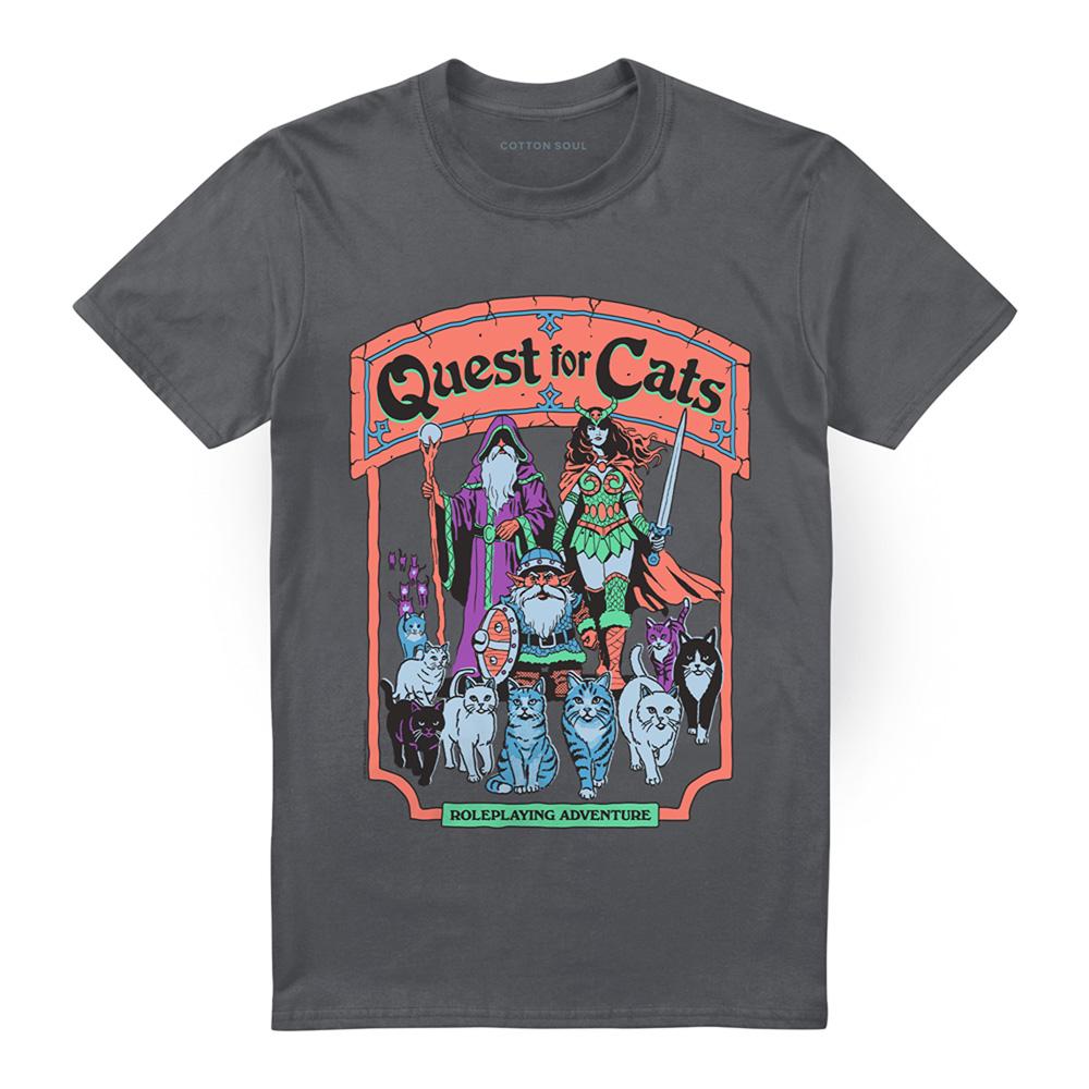 Charcoal - Front - Steven Rhodes Unisex Adult Quest For Cats T-Shirt