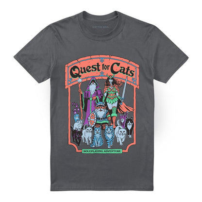 Charcoal - Front - Steven Rhodes Unisex Adult Quest For Cats T-Shirt