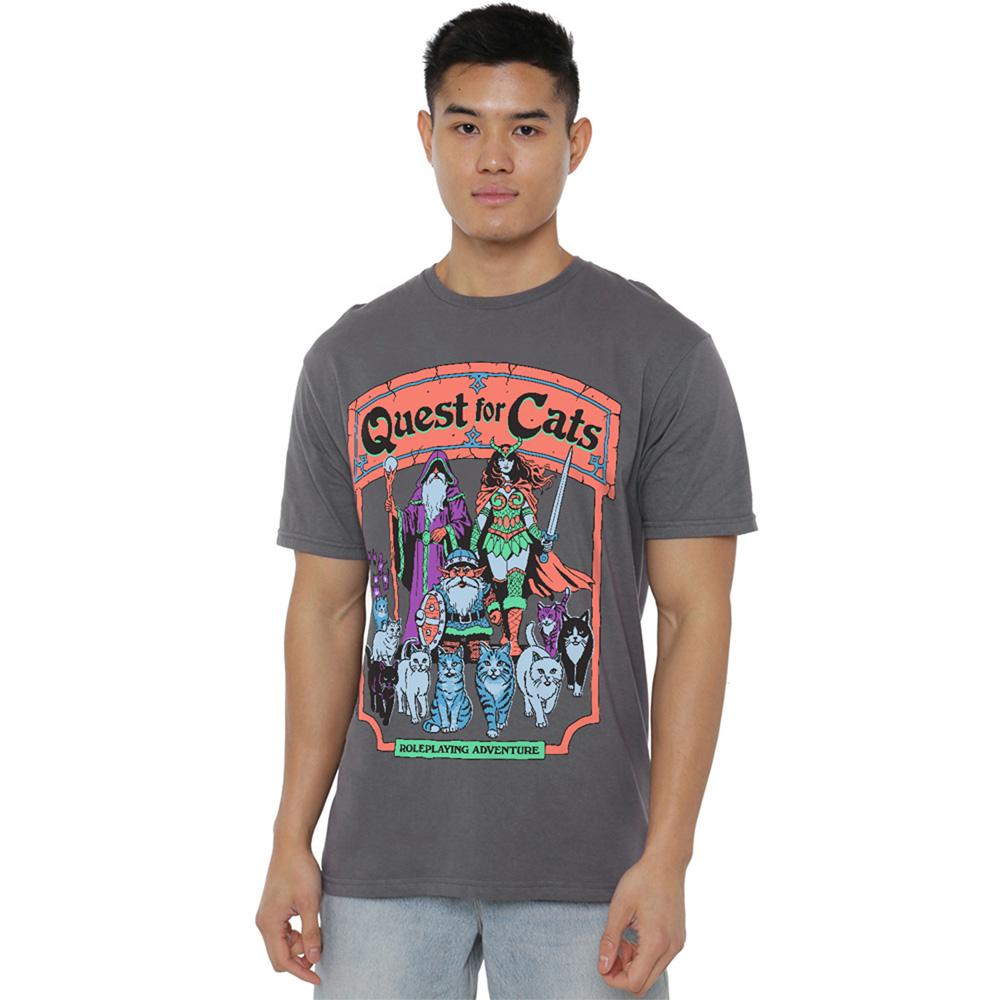 Charcoal - Back - Steven Rhodes Unisex Adult Quest For Cats T-Shirt