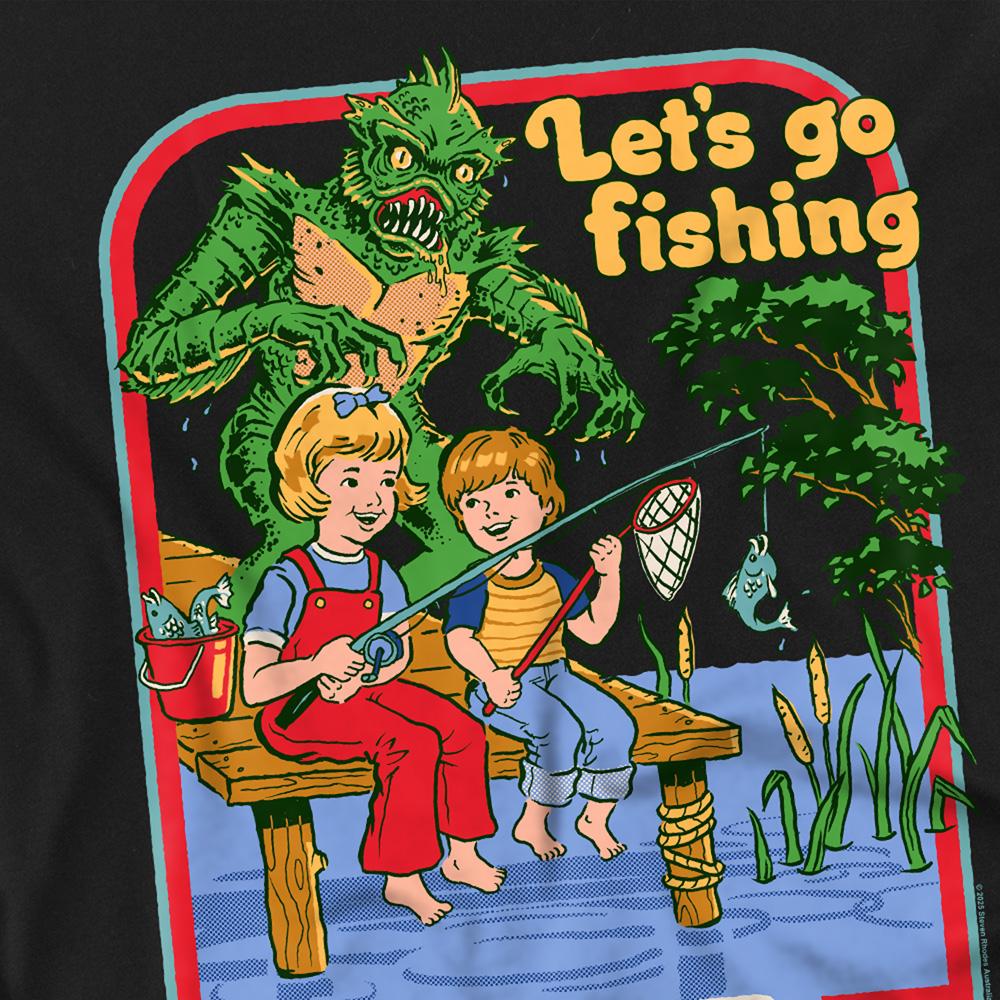 Black - Side - Steven Rhodes Unisex Adult Let´s Go Fishing T-Shirt