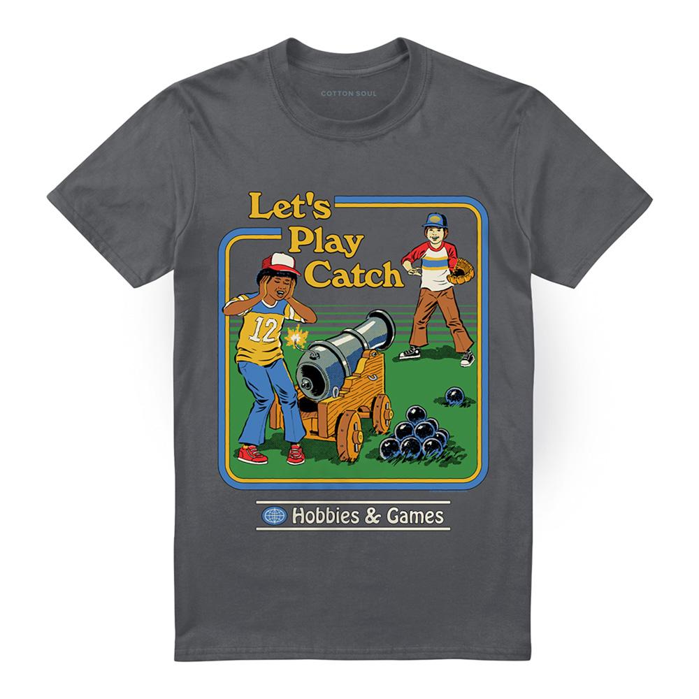Charcoal - Front - Steven Rhodes Unisex Adult Let´s Play Catch T-Shirt