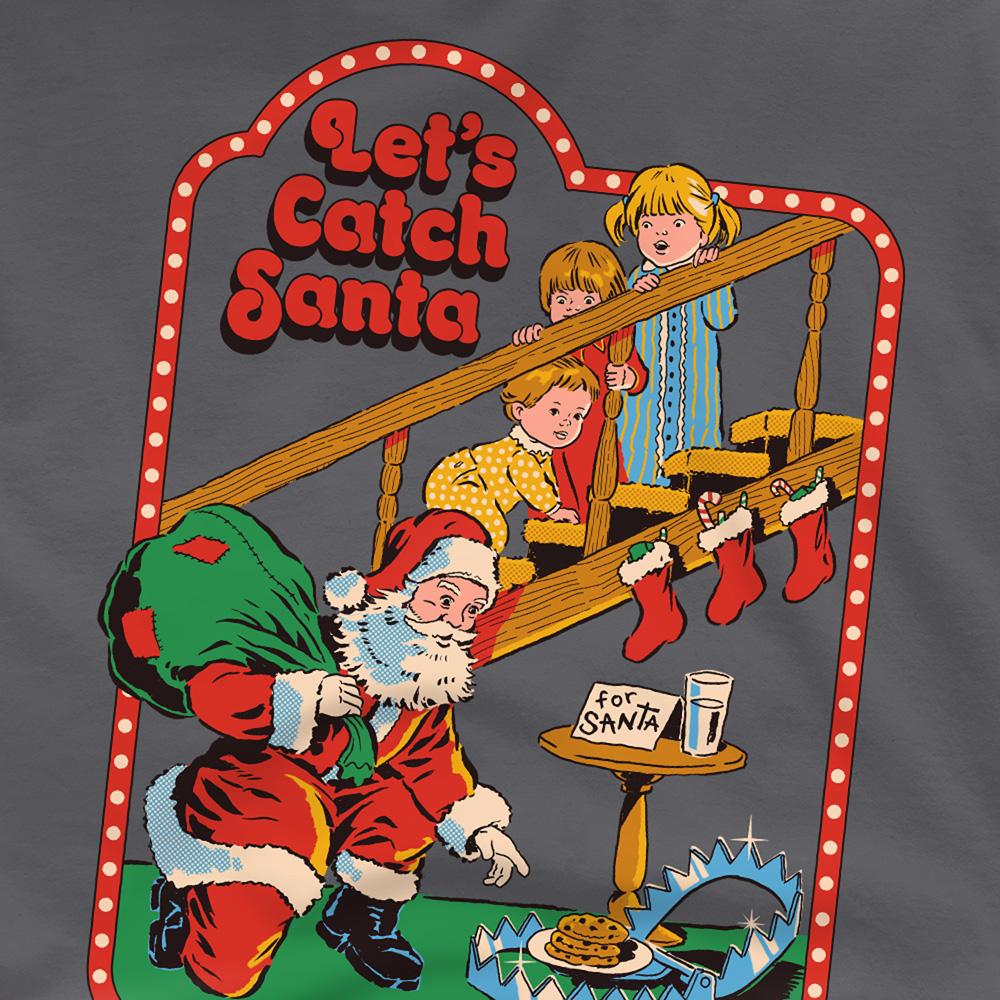 Charcoal - Side - Steven Rhodes Unisex Adult Let´s Catch Santa T-Shirt