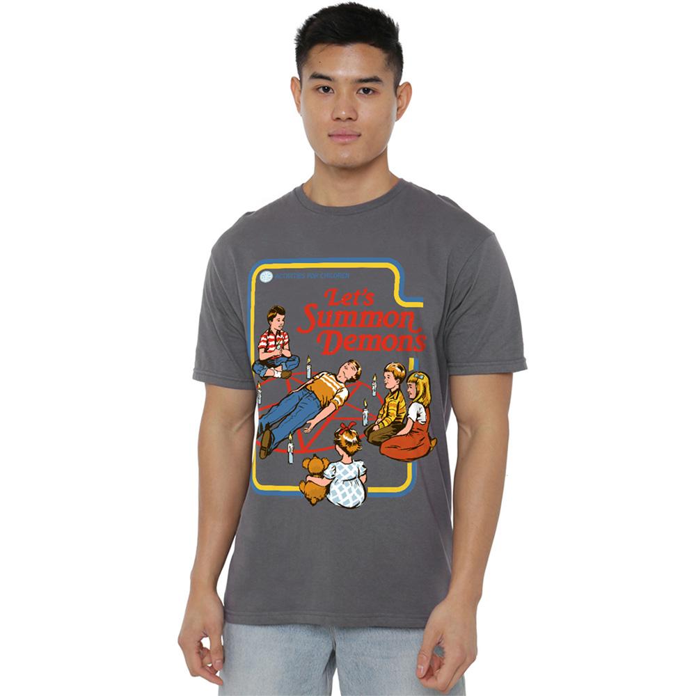 Charcoal - Back - Steven Rhodes Unisex Adult Lets Summon Demons T-Shirt