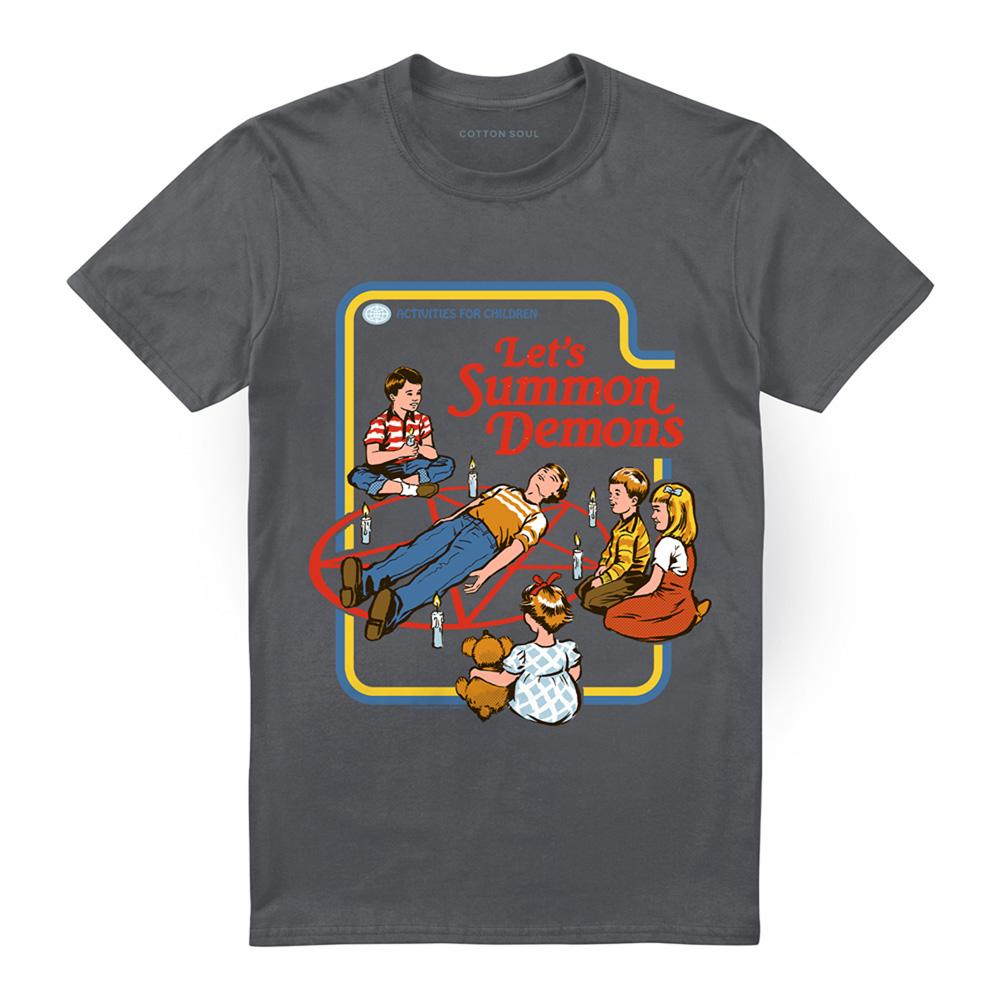 Charcoal - Front - Steven Rhodes Unisex Adult Lets Summon Demons T-Shirt