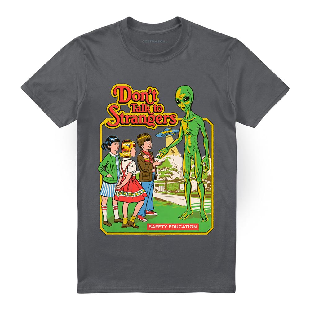 Charcoal - Front - Steven Rhodes Unisex Adult Don´t Talk To Strangers T-Shirt