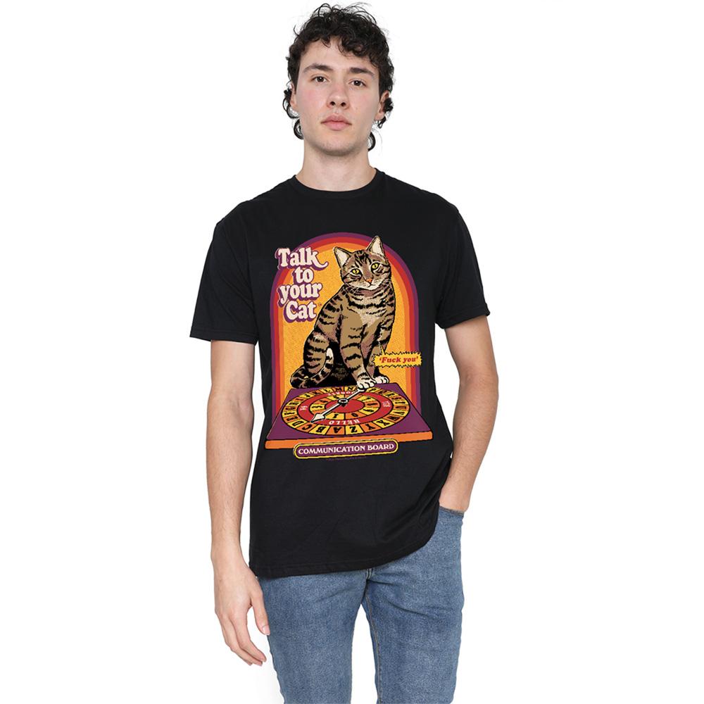 Black - Back - Steven Rhodes Unisex Adult Talk To Your Cat T-Shirt