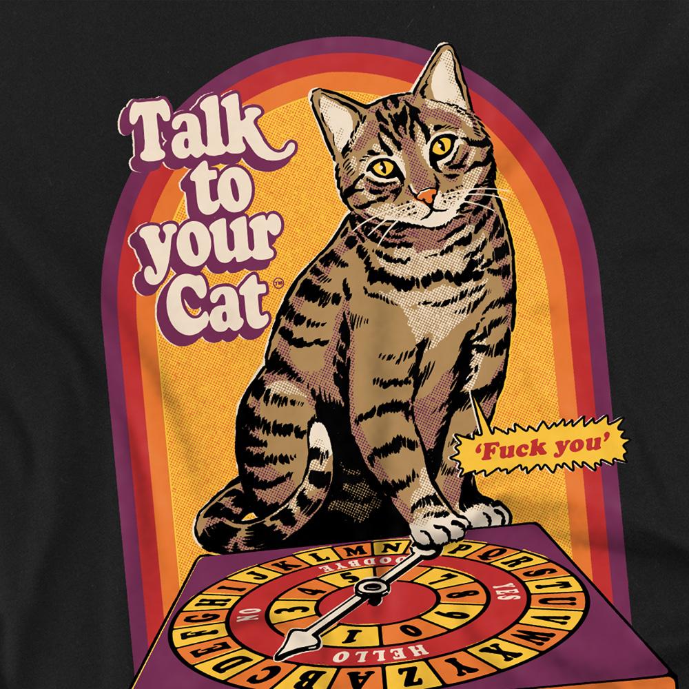 Black - Side - Steven Rhodes Unisex Adult Talk To Your Cat T-Shirt