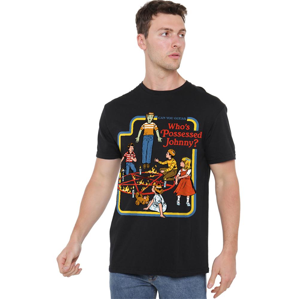 Black - Side - Steven Rhodes Unisex Adult Who´s Possessed Johnny T-Shirt