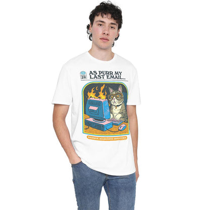 White - Back - Steven Rhodes Unisex Adult As Purr My Last Email T-Shirt
