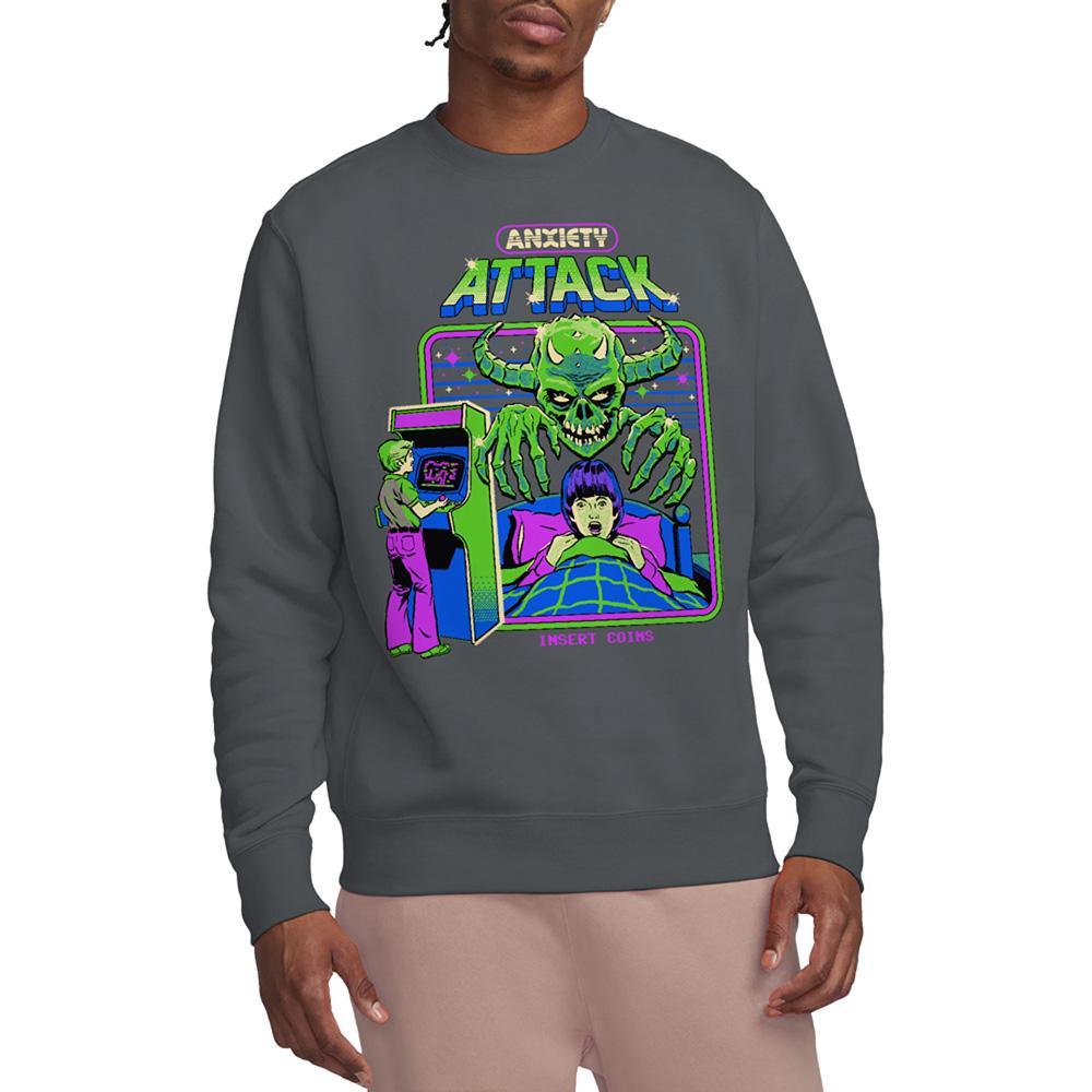 Charcoal - Back - Steven Rhodes Unisex Adult Anxiety Attack Sweatshirt