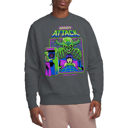 Charcoal - Back - Steven Rhodes Unisex Adult Anxiety Attack Sweatshirt