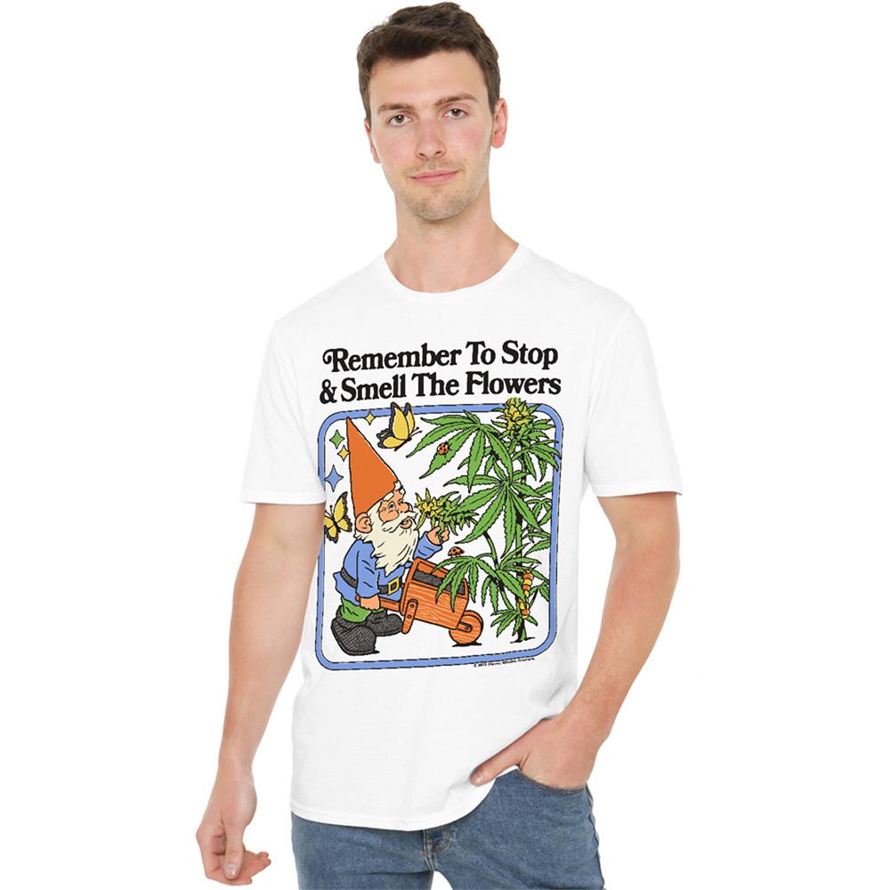 White - Back - Steven Rhodes Unisex Adult Smell The Flowers T-Shirt