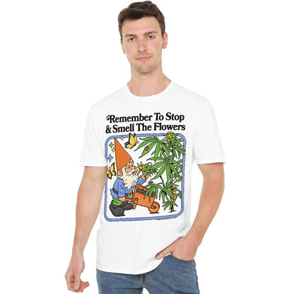 White - Back - Steven Rhodes Unisex Adult Smell The Flowers T-Shirt