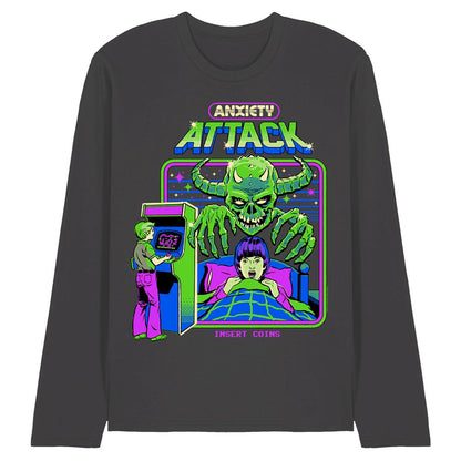 Charcoal - Front - Steven Rhodes Unisex Adult Anxiety Attack Long-Sleeved T-Shirt