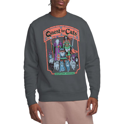Charcoal - Back - Steven Rhodes Unisex Adult Quest For Cats Sweatshirt