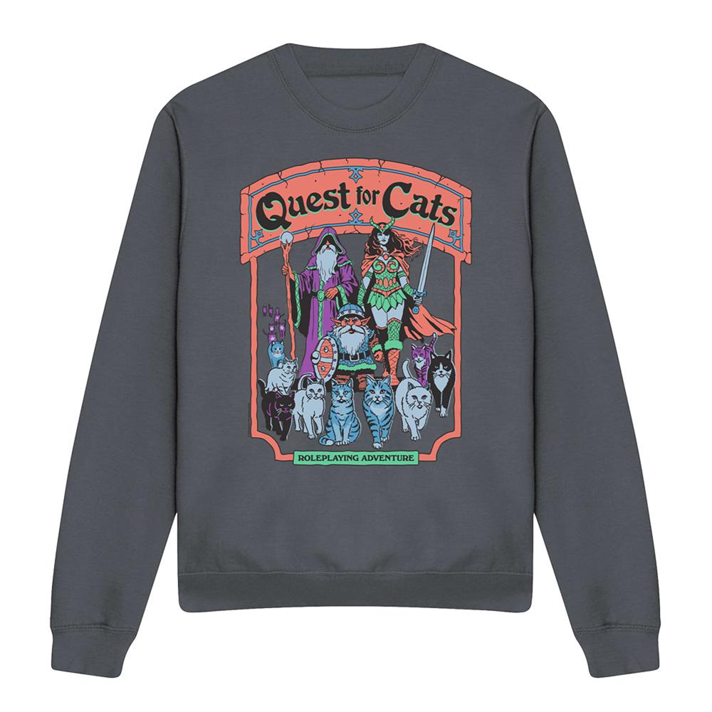 Charcoal - Front - Steven Rhodes Unisex Adult Quest For Cats Sweatshirt