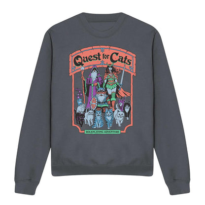 Charcoal - Front - Steven Rhodes Unisex Adult Quest For Cats Sweatshirt