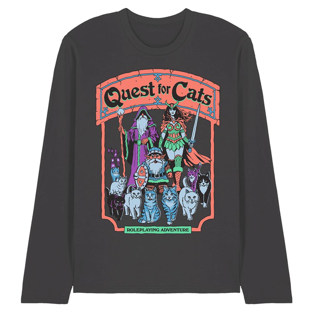Charcoal - Front - Steven Rhodes Unisex Adult Quest For Cats Long-Sleeved T-Shirt