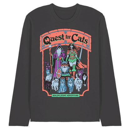 Charcoal - Front - Steven Rhodes Unisex Adult Quest For Cats Long-Sleeved T-Shirt