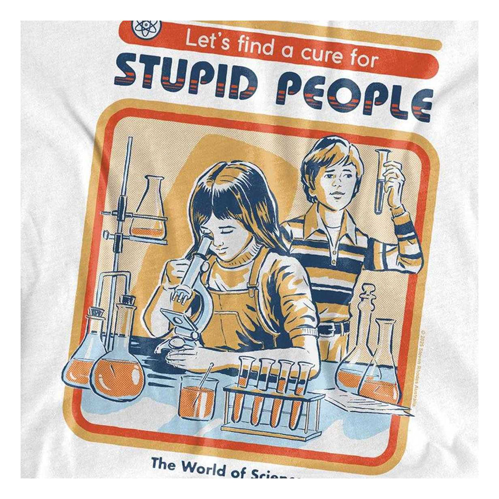 White - Side - Steven Rhodes Childrens-Kids Let´s Find A Cure For Stupid People T-Shirt