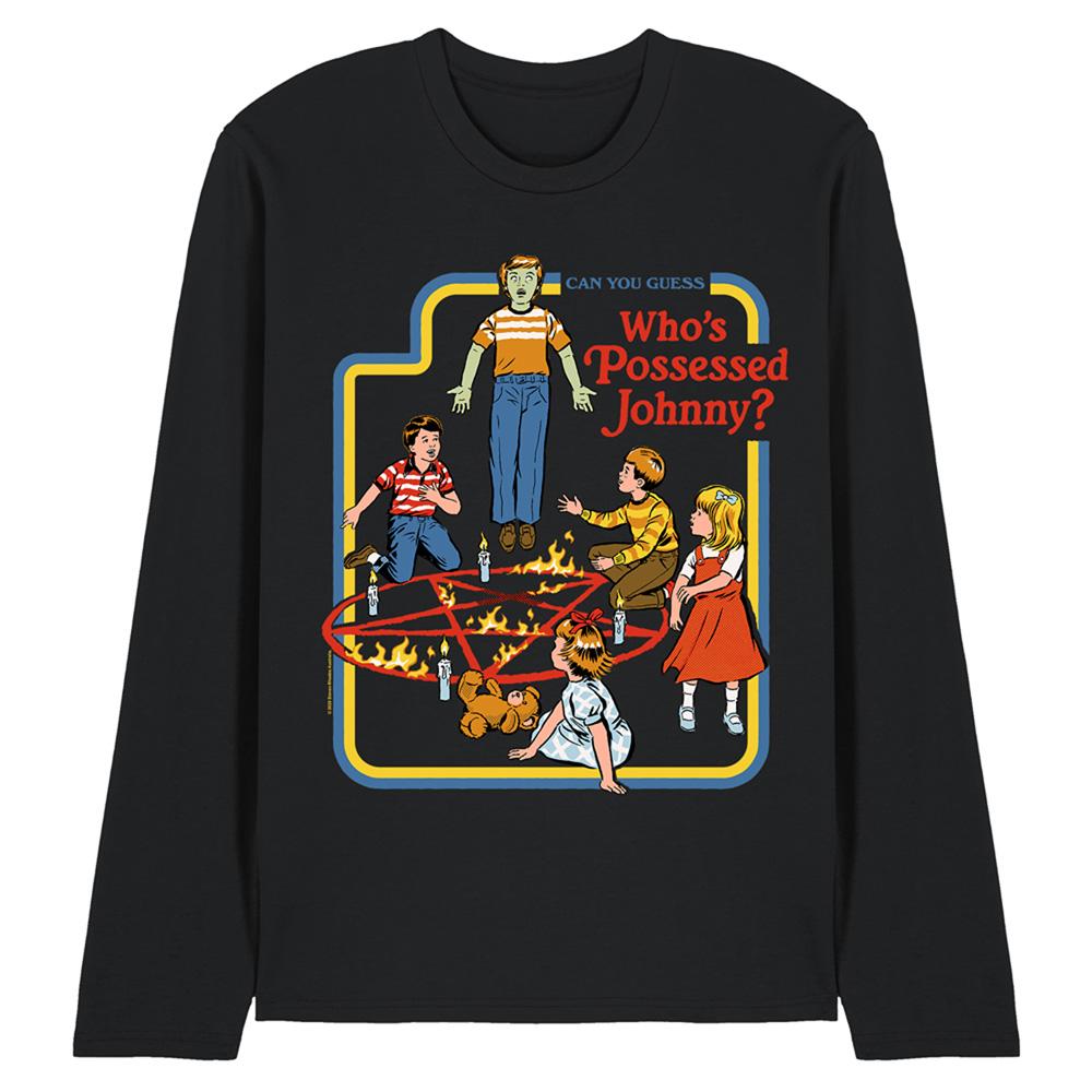 Black - Front - Steven Rhodes Unisex Adult Who´s Possessed Johnny Long-Sleeved T-Shirt