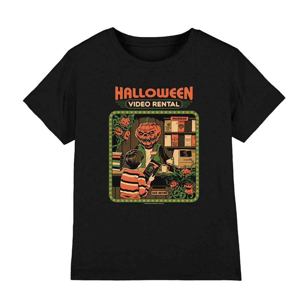 Black - Front - Steven Rhodes Childrens-Kids Video Rentals T-Shirt