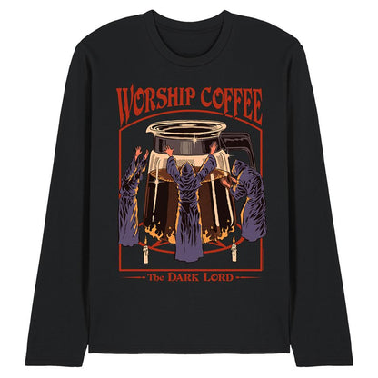 Black - Front - Steven Rhodes Unisex Adult Worship Coffee Long-Sleeved T-Shirt