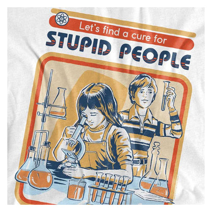 White - Side - Steven Rhodes Unisex Adult Let´s Find A Cure For Stupid People Long-Sleeved T-Shirt