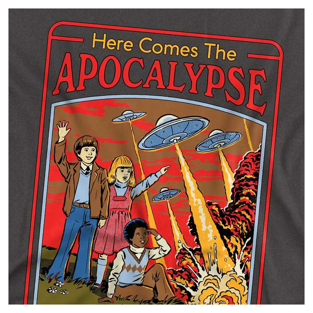 Charcoal - Side - Steven Rhodes Unisex Adult Here Comes The Apocalypse Long-Sleeved T-Shirt