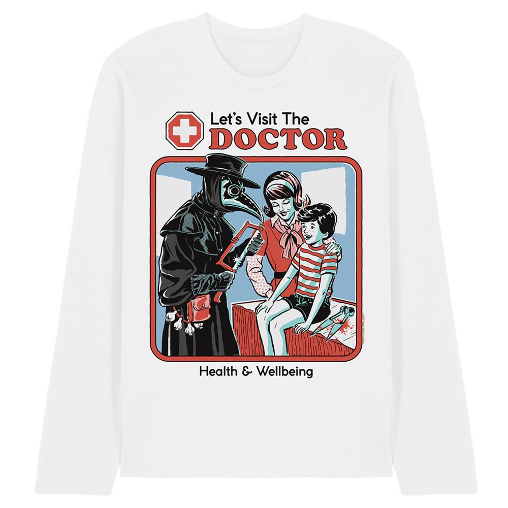 White - Front - Steven Rhodes Unisex Adult Let´s Visit The Doctor Long-Sleeved T-Shirt