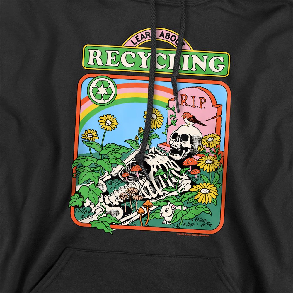 Black - Side - Steven Rhodes Unisex Adult Learn About Recycling Hoodie