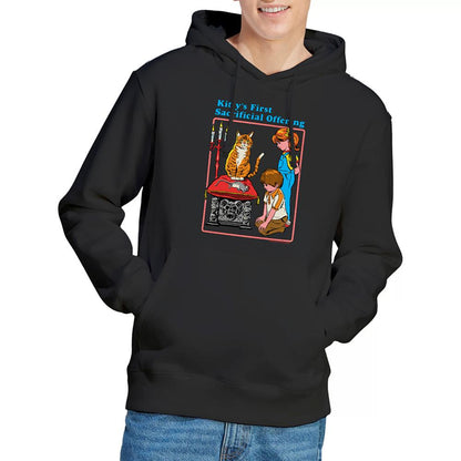 Black - Back - Steven Rhodes Unisex Adult Kittys First Offering Hoodie