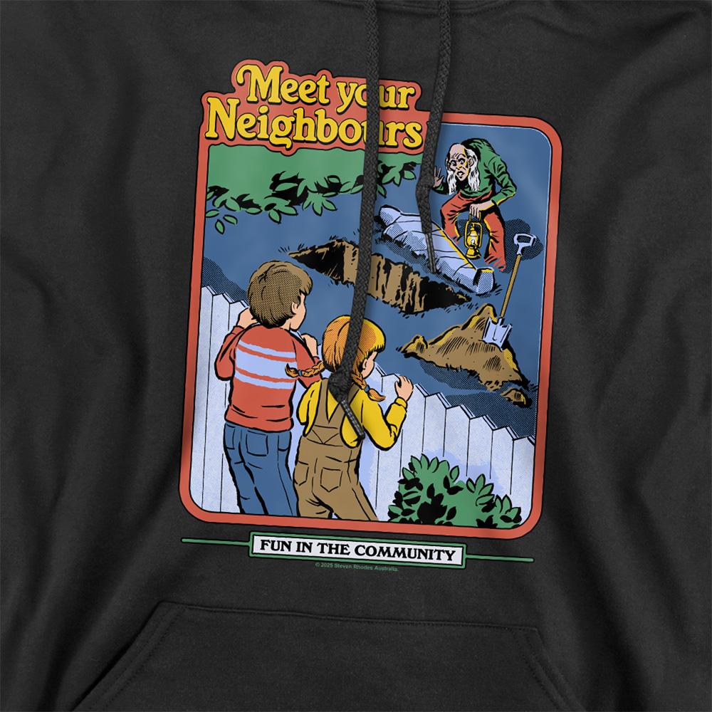 Black - Side - Steven Rhodes Unisex Adult Meet Your Neighbours Hoodie