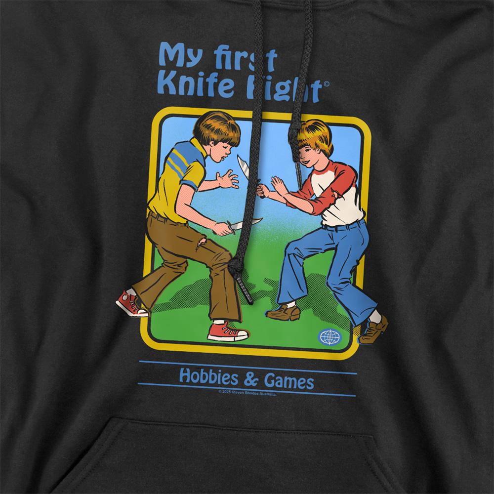 Black - Side - Steven Rhodes Unisex Adult My First Knife Fight Hoodie