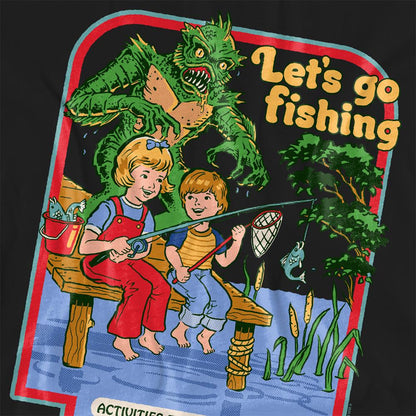 Black - Side - Steven Rhodes Womens-Ladies Let´s Go Fishing T-Shirt