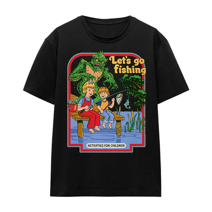 Black - Front - Steven Rhodes Womens-Ladies Let´s Go Fishing T-Shirt