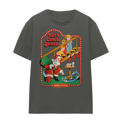 Charcoal - Front - Steven Rhodes Womens-Ladies Let´s Catch Santa T-Shirt